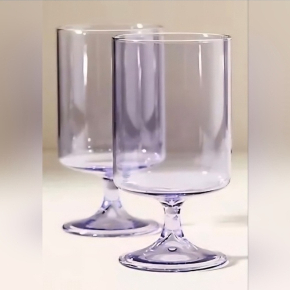 Anthropologie Morgan Wine Glasses  Lilac Set of 4 Short